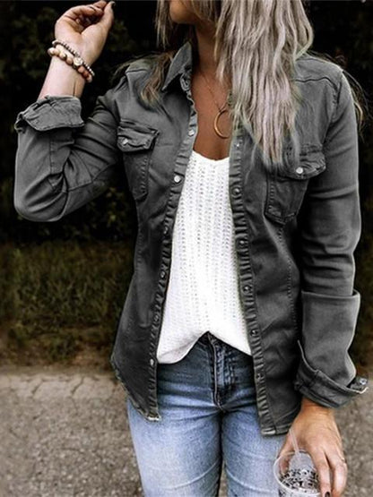 Qavira Jacket | Women's Autumn Button-Up Denim Shirt