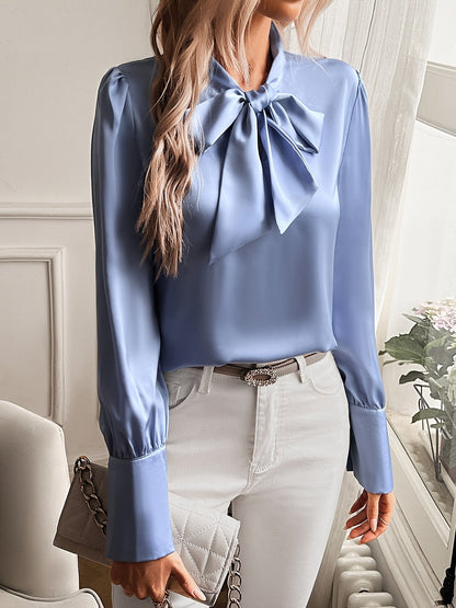 Qendressa Blouse | Women's Autumn Puff Sleeve Bow Collar Blouse