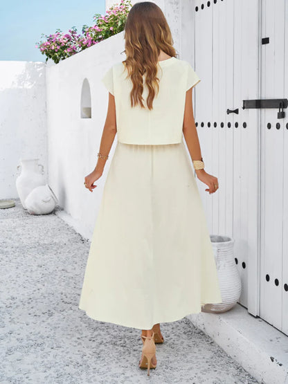 Qoma Set | Cap Sleeve Top and Flowy Skirt Set