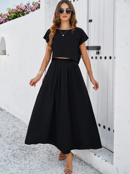 Qoma Set | Cap Sleeve Top and Flowy Skirt Set