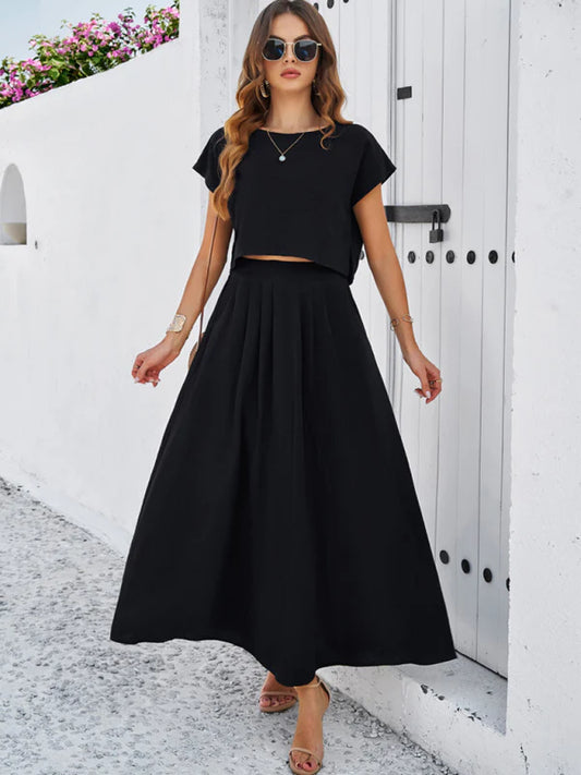 Qoma Set | Cap Sleeve Top and Flowy Skirt Set