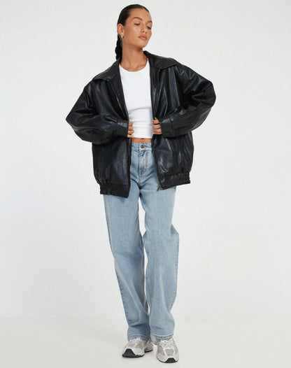 Queenilyn Jacket | Women's Autumn Oversized PU Leather Jacket