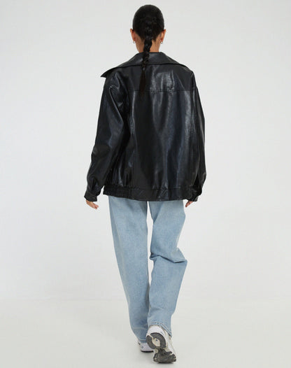 Queenilyn Jacket | Women's Autumn Oversized PU Leather Jacket