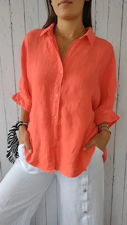 Queline Blouse | Women's Spring Oversized Cotton-Linen Blouse