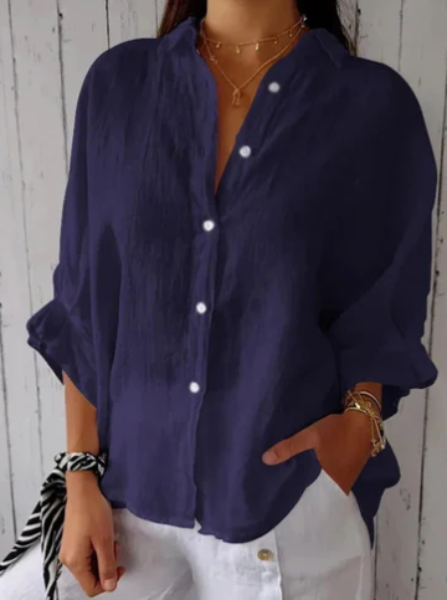 Queline Blouse | Women's Spring Oversized Cotton-Linen Blouse