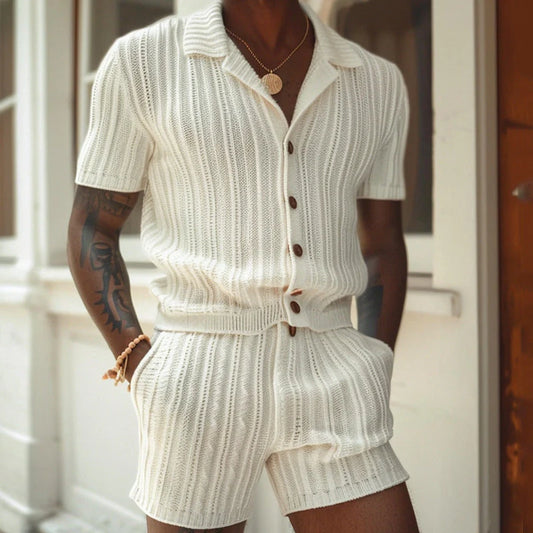 Quentin Set | Men's Knit Shirt and Shorts Set