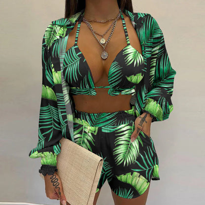 Quinara 3-Piece Bikini Set | Triangle Top, Shorts & Blouse