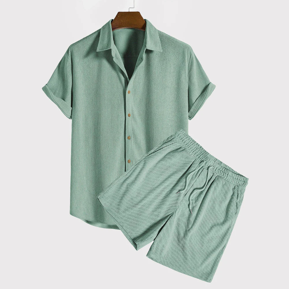 Quince Men’s Casual Beach Set | Corduroy Shirt & Shorts