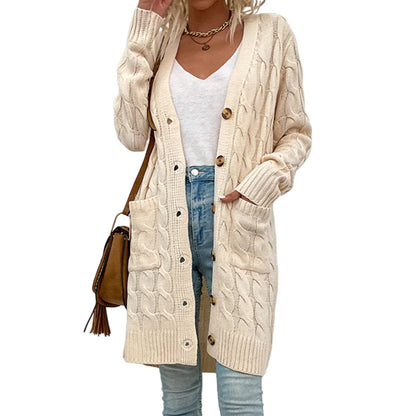 Quindra Cardigan | Women's Autumn Long Knit Cardigan with Pockets