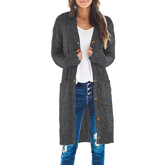 Quindra Cardigan | Women's Autumn Long Knit Cardigan with Pockets