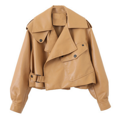 Quiniva Jacket | Women's Autumn Faux Leather Cropped Jacket
