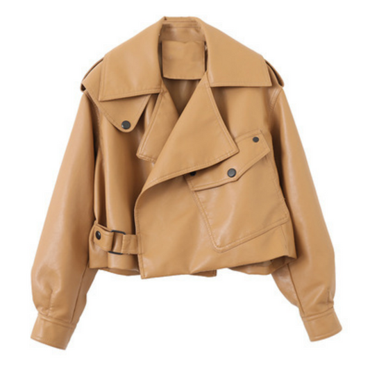 Quiniva Jacket | Women's Autumn Faux Leather Cropped Jacket