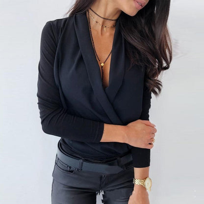 Quisma Blouse | Women's Autumn Deep V-Neck Long Sleeve Blouse