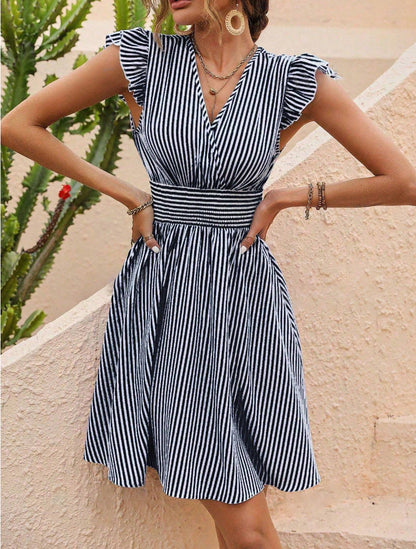 Raheem Dress | Rayon Wrap Dress with Flutter Sleeves