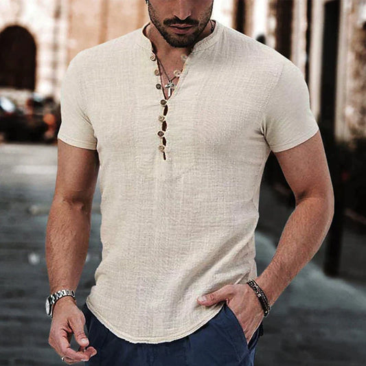 Rami Shirt | Men's Linen Henley Shirt