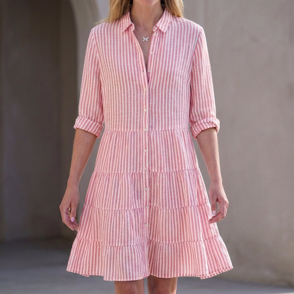 Florence Relaxed Fit Shirt Dress | Collared Above Knee Shirt Dress