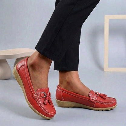 Isla Slip-On | Tassel Accents Stitched Trim Moccasins