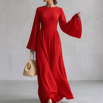 Isabella Flowy Maxi Dress | Square Neck Bell Sleeve Dress