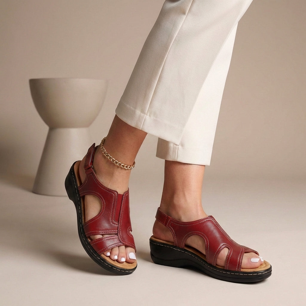 Viola Orthopedic Open-Toe Sandals | Cut-Out Details Wedge Heel Sandals