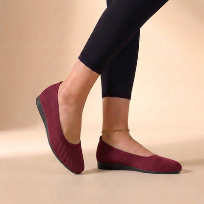 Sienna Mesh Ribbed Trim Ballet Flats | Slip-On Ballet Flats