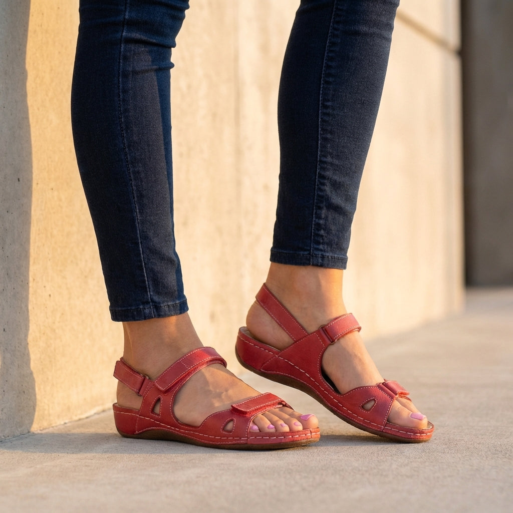 Isla Open-Toe Flat Sandals | Adjustable Straps Sandals