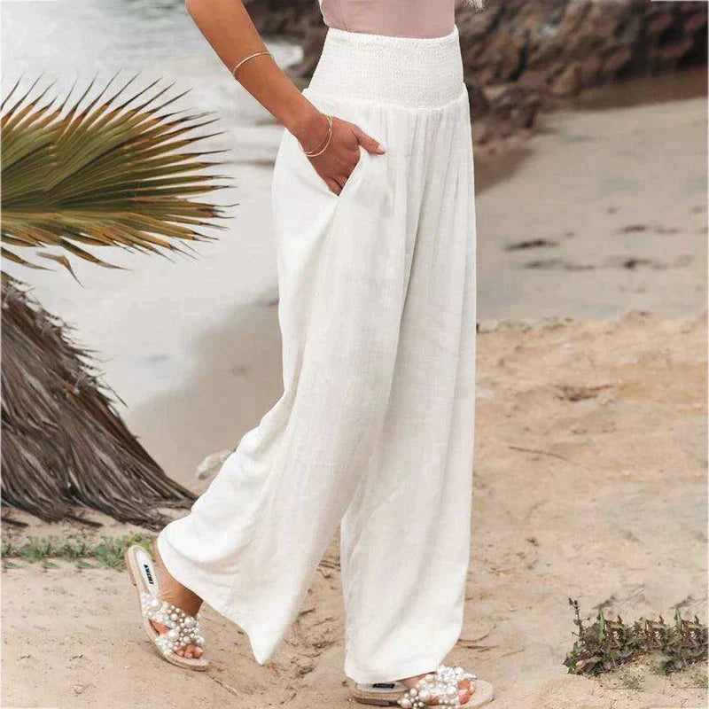 Reina Trousers | Women's Linen Wide Leg Trousers