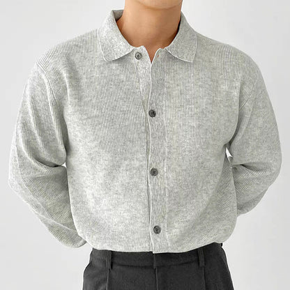 Theodore Ribbed Cardigan | Button Front Relaxed Fit Cardigan