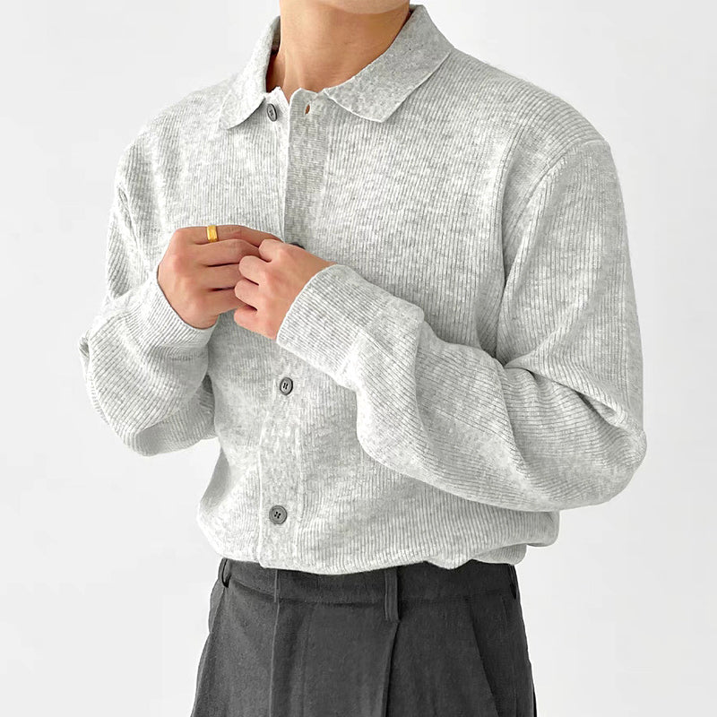 Theodore Ribbed Cardigan | Button Front Relaxed Fit Cardigan