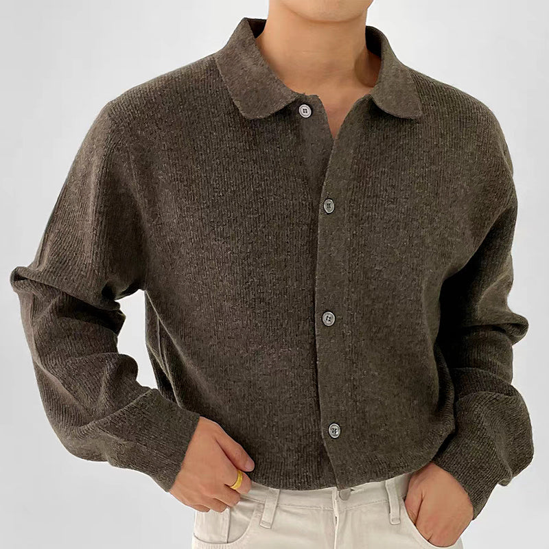 Theodore Ribbed Cardigan | Button Front Relaxed Fit Cardigan