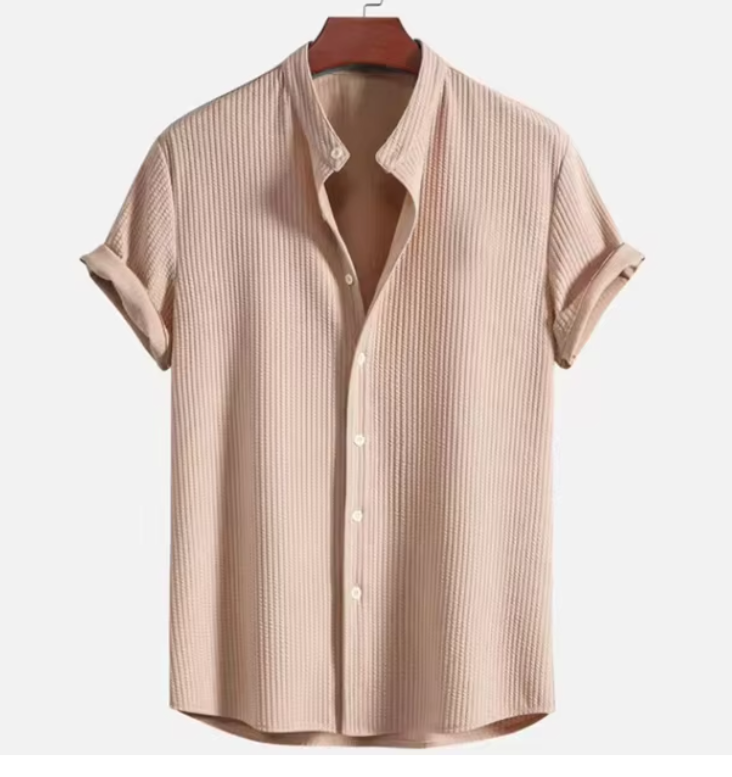 Rob Shirt | Men's Short Sleeve Linen Shirt with Mandarin Collar