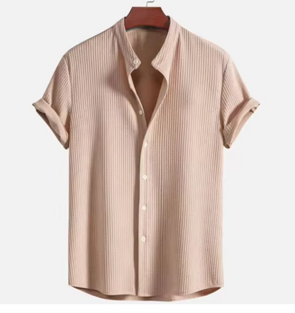 Rob Shirt | Men's Short Sleeve Linen Shirt with Mandarin Collar
