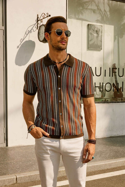 Roderik Shirt | Men's Retro Stripe Button Down Polo Shirt