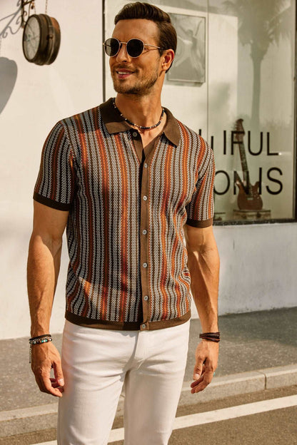 Roderik Shirt | Men's Retro Stripe Button Down Polo Shirt