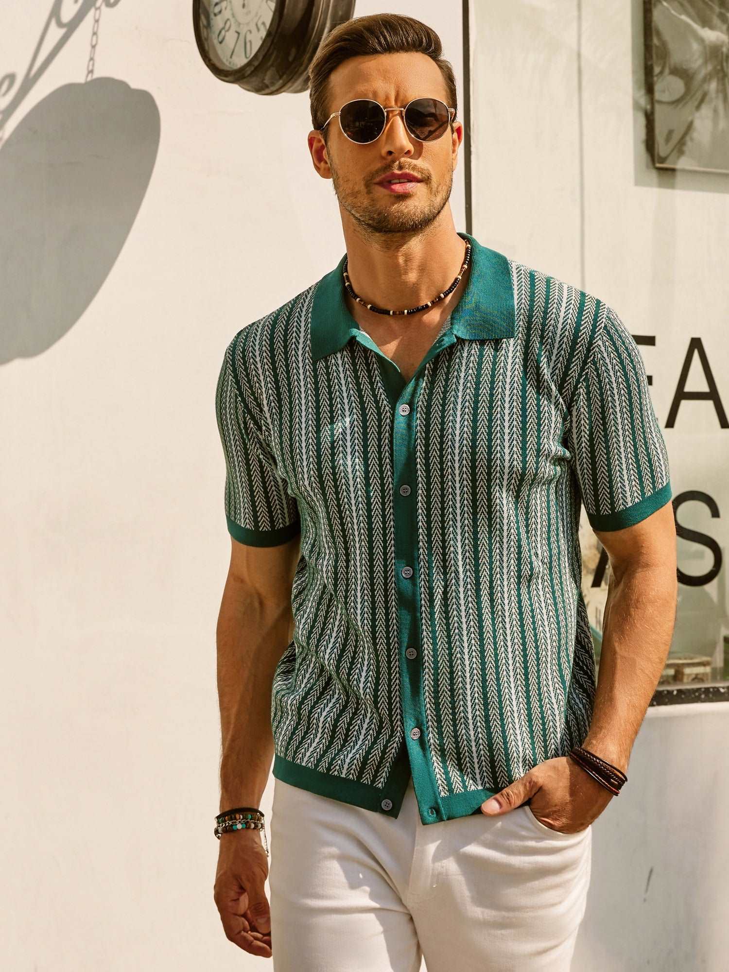 Roderik Shirt | Men's Retro Stripe Button Down Polo Shirt