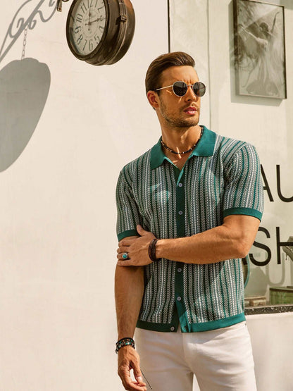 Roderik Shirt | Men's Retro Stripe Button Down Polo Shirt