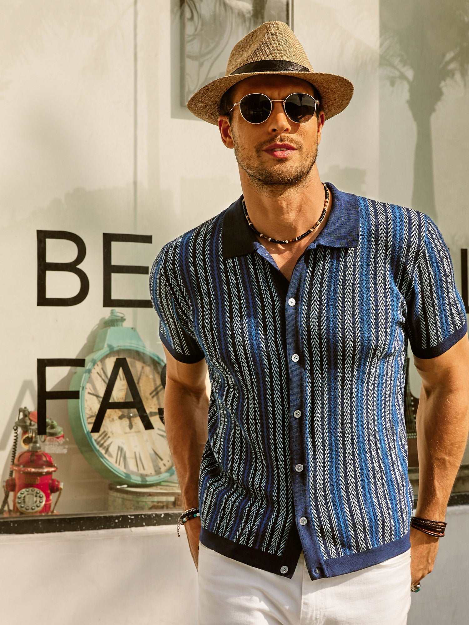 Roderik Shirt | Men's Retro Stripe Button Down Polo Shirt