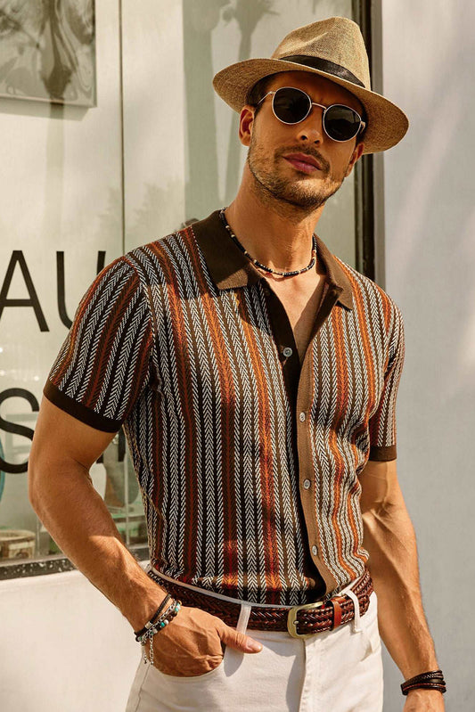 Roderik Shirt | Men's Retro Stripe Button Down Polo Shirt