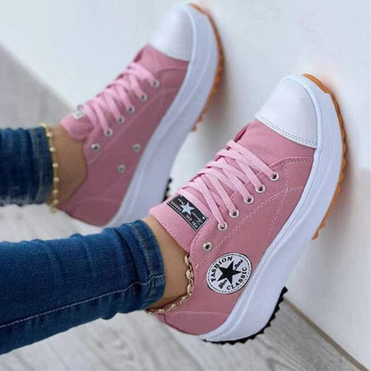 Isabella Cotton Chunky Sole Sneakers | Platform Lace-Up Sneakers