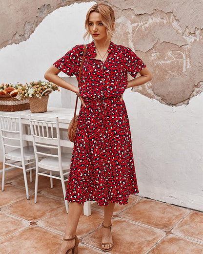Rosalie Dress | Leopard Pattern Summer Midi Dress