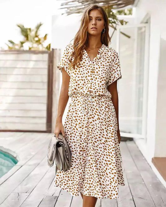 Rosalie Dress | Leopard Pattern Summer Midi Dress