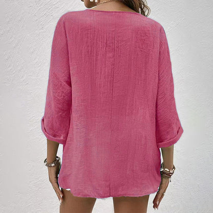 Rosanne Casual Button-Up Blouse | Lightweight & Breathable