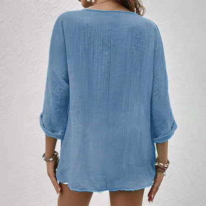 Rosanne Casual Button-Up Blouse | Lightweight & Breathable