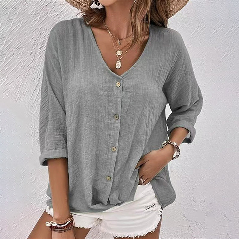 Rosanne Casual Button-Up Blouse | Lightweight & Breathable