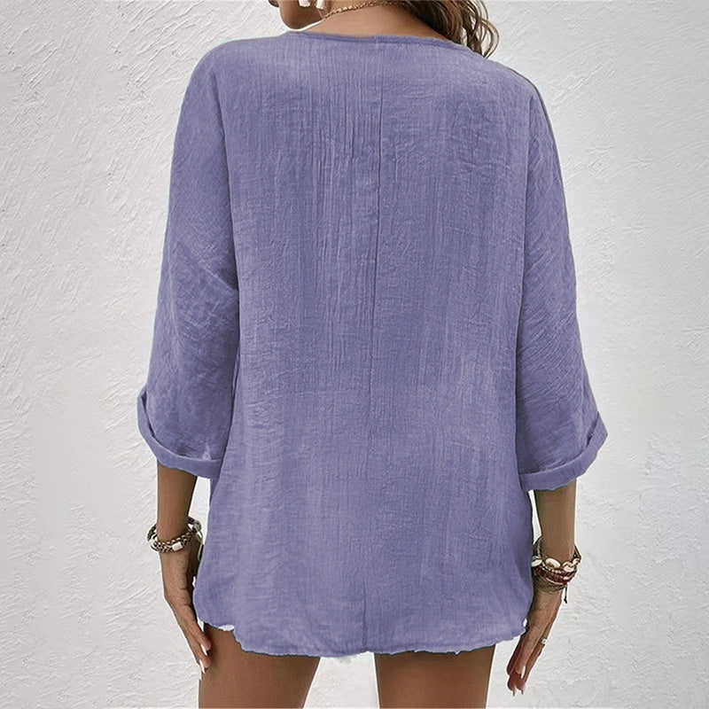 Rosanne Casual Button-Up Blouse | Lightweight & Breathable