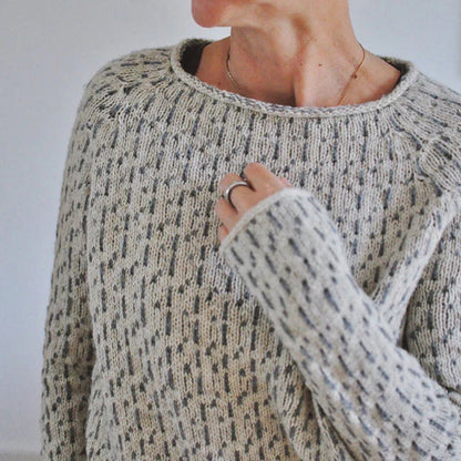 Amelia Patterned Relaxed Fit Sweater | Textured Knit Ribbed Trim Sweater