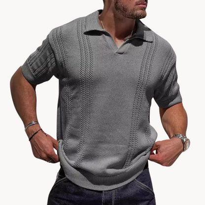Rudi Men's Knit Polo | Retro Textured Short Sleeve Shirt