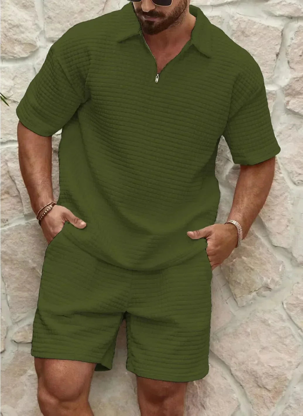 Rudolf Men's Waffle Knit Short Set | Casual & Breathable