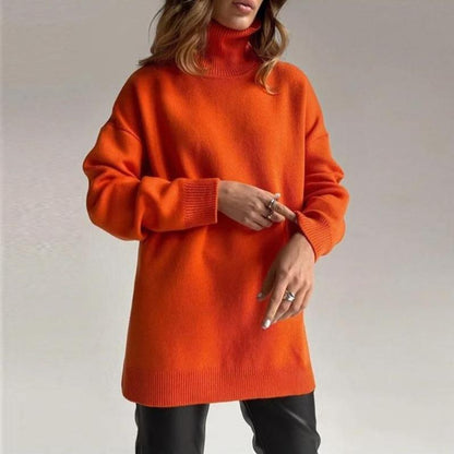 Sienna Oversized Turtleneck Sweater | Side Slits Long Sleeve Sweater