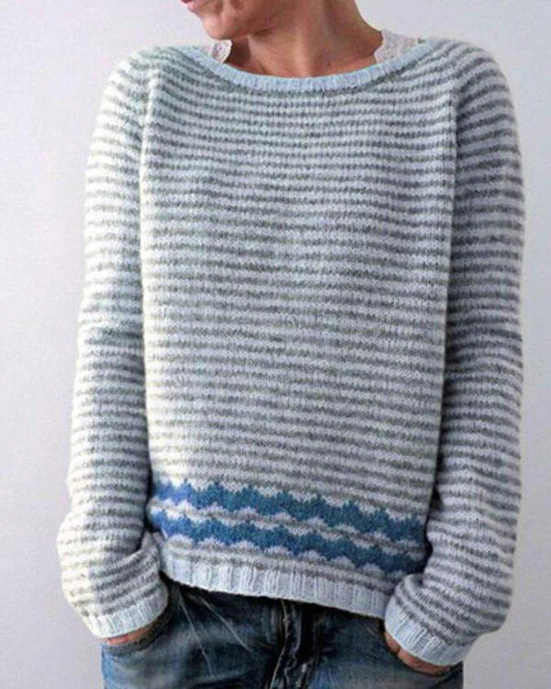 Isla Wool Knit Sweater | Fair Isle Boat Neck Sweater