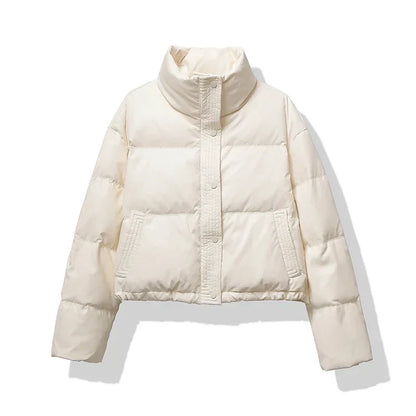 Isla Cropped Puffer Jacket | Quilted Button Front Jacket